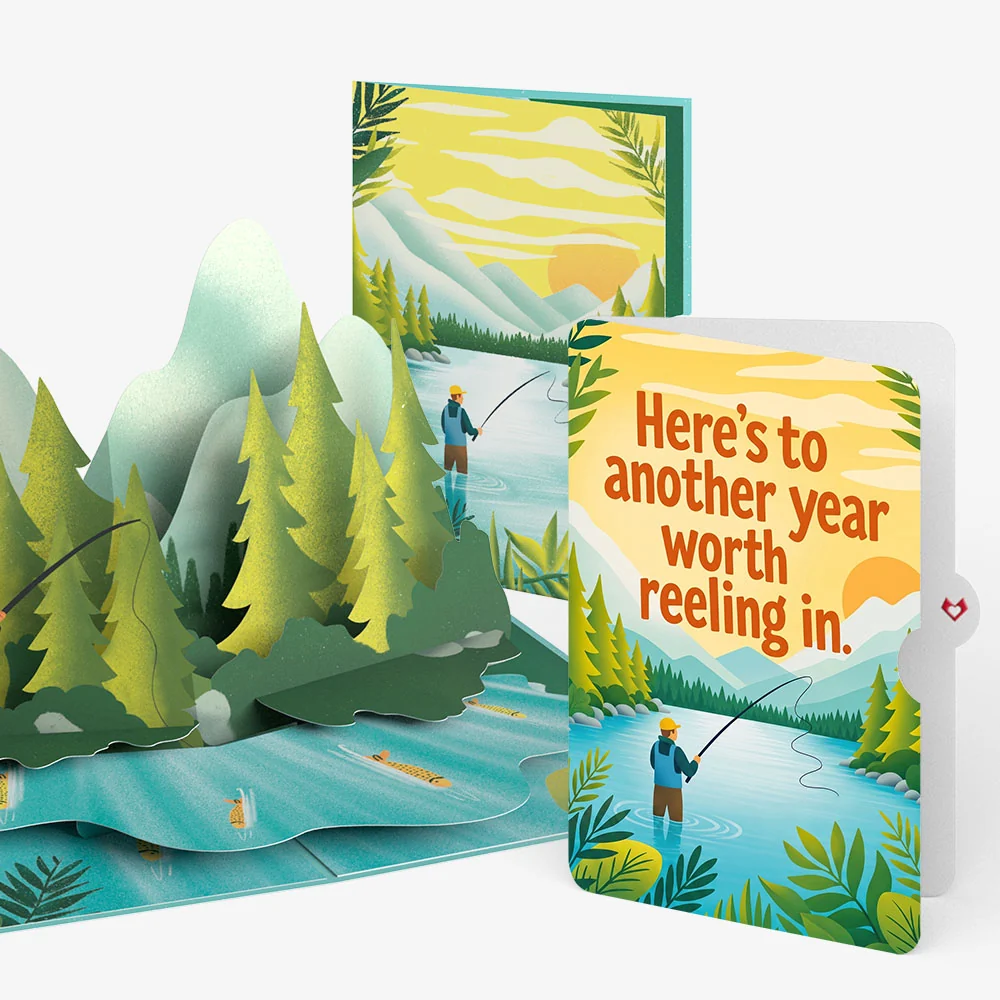Lovepop Gone Fishing Birthday Pop-Up Card and Reeling It In Sentiment Set