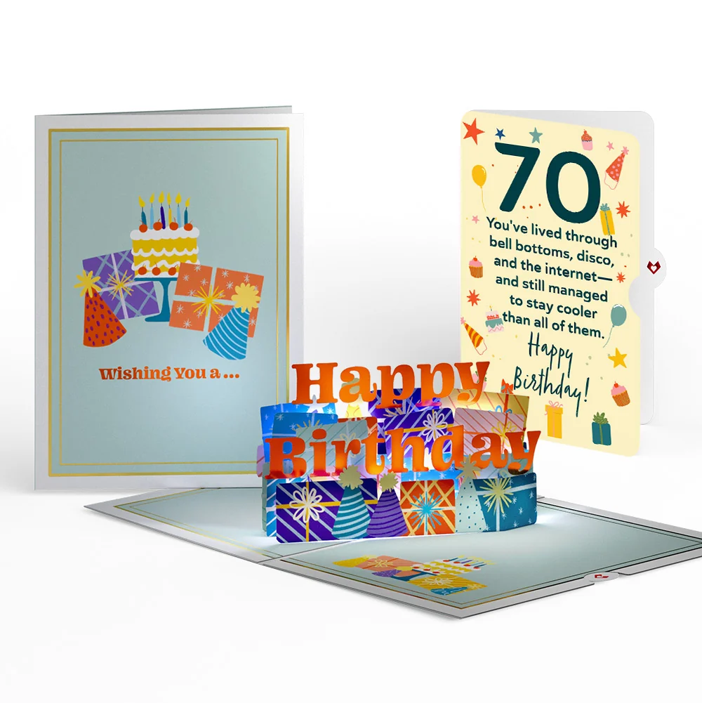 Lovepop Wishing You a Happy 70th Birthday Music and Lights Pop-Up Card and Sentiment Set Candle