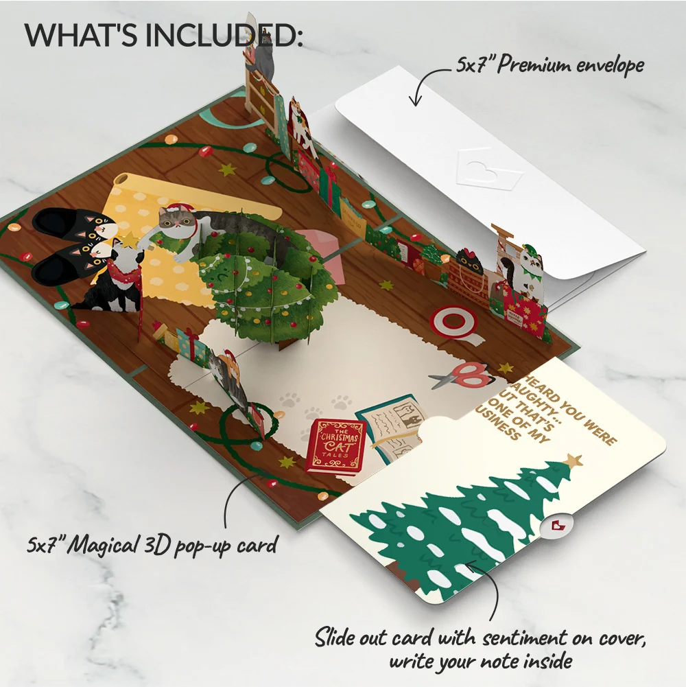 Lovepop Meowy Little Christmas Cats Pop-Up Card and Funny Tree Sentiment Set - Image 2