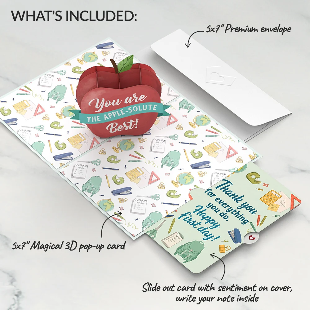 Lovepop Amazing Teacher Apple Thank You Pop-Up Card and Everything You Do Sentiment Set - Image 2