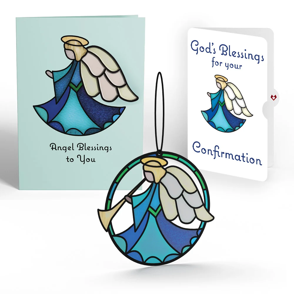 Lovepop Angel Blessings to You Confirmation Suncatcher Card and Sentiment Set Glass