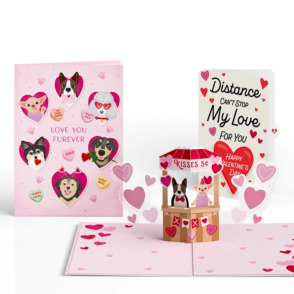 Lovepop Love You Furever Dog Kisses Distance Can't Stop My Love Valentine Pop-Up Card and Sentiment Set