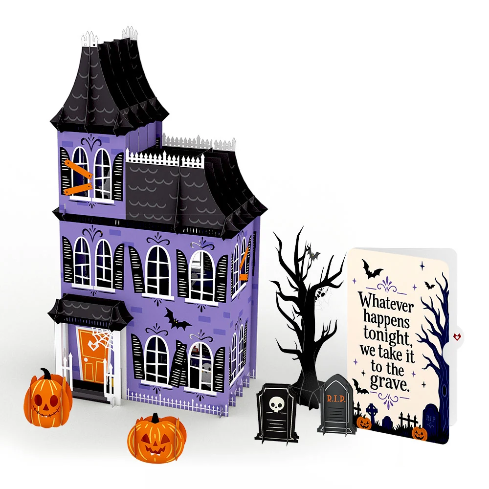 Lovepop Haunted House Halloween Giant Pop-Up Gift and Take It To The Grave Sentiment Set Cream