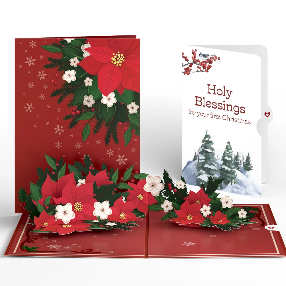 Lovepop Poinsettia & Pine First Christmas Pop-Up Card and Sentiment Set