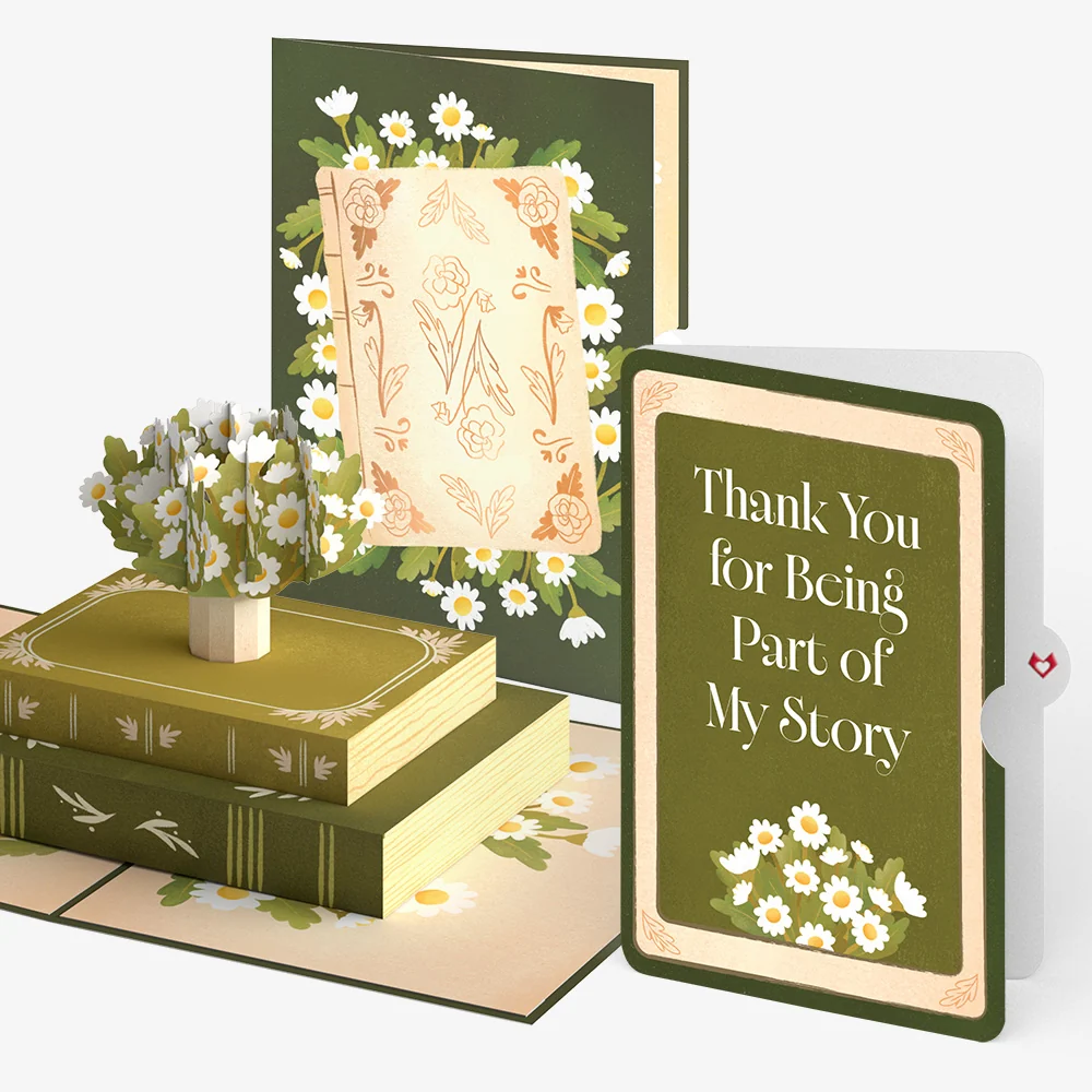 Lovepop Ornate Books Thank You Pop-Up Card and Sentiment Set Vase