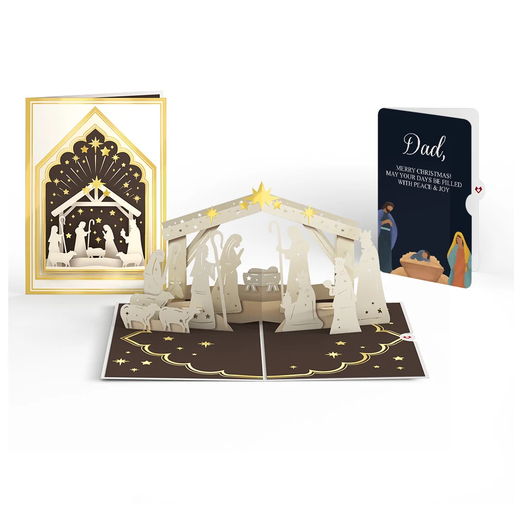 Lovepop Elegant Nativity Christmas Pop-Up Card and Sentiment Set for Dad Cream