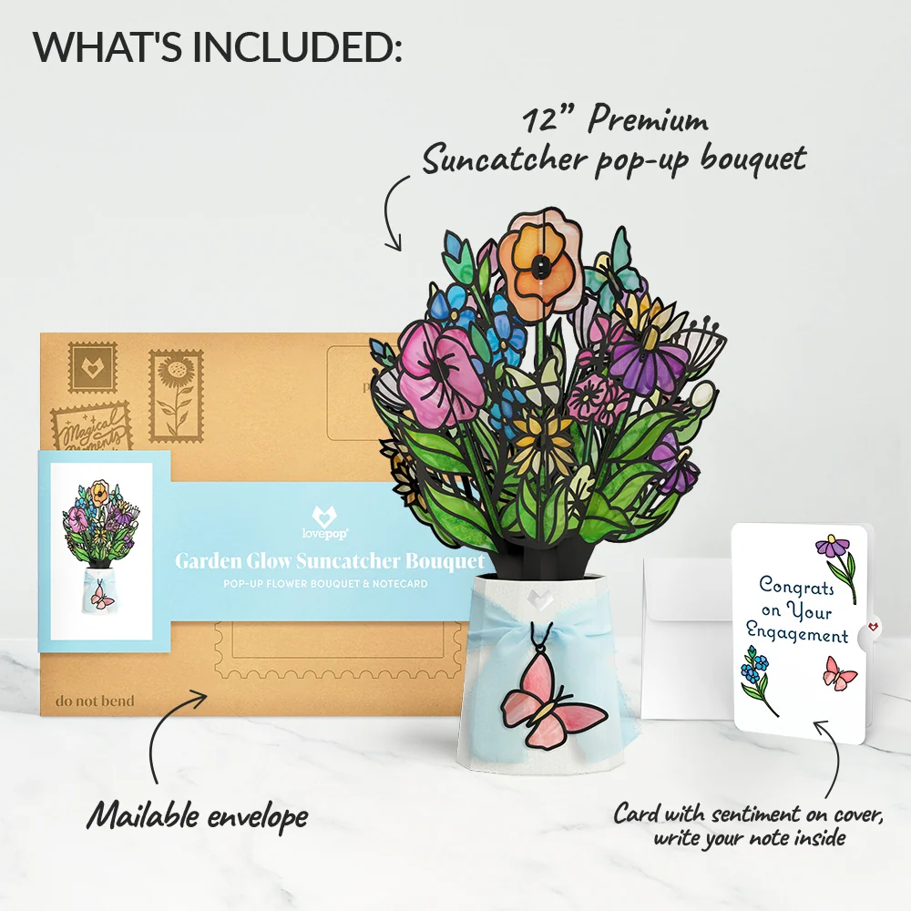 Lovepop Garden Glow Engagement Suncatcher Bouquet and Sentiment Set Glass - Image 2