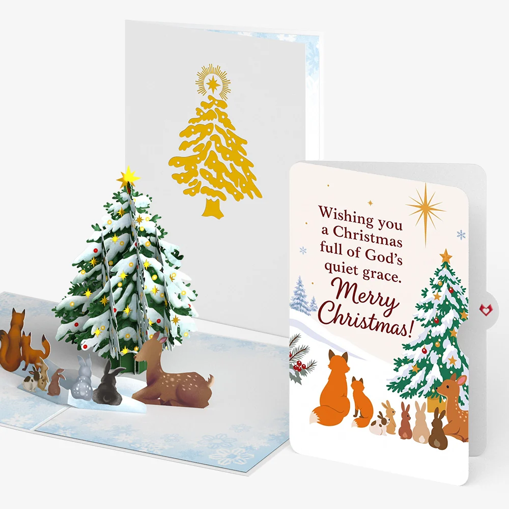 Lovepop Woodland White Christmas Pop-Up Card and Quiet Grace Sentiment Set