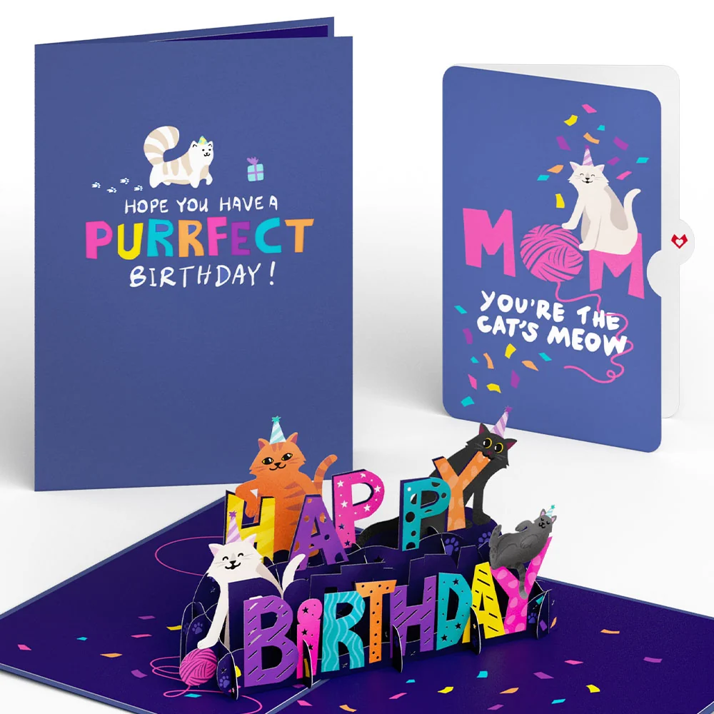 Lovepop Happy Birthday Cats Pop-Up Card and Sentiment Set for Mom