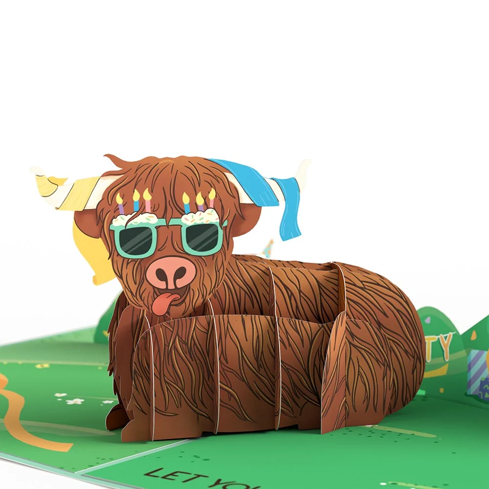 Lovepop Highland Cow Birthday Pop-Up Card - Image 5