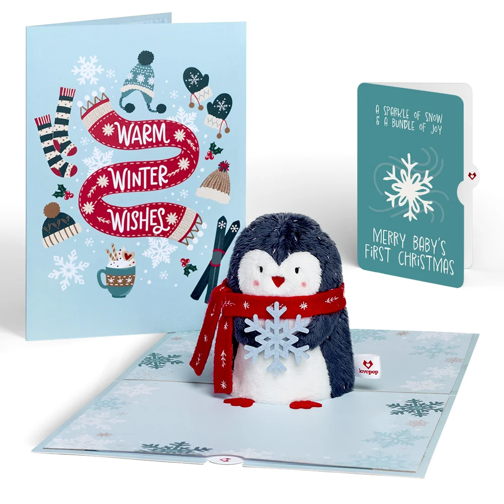 Lovepop 'Warm Winter Wishes' Holiday Penguin Plushpop Card and Sentiment Set for Baby