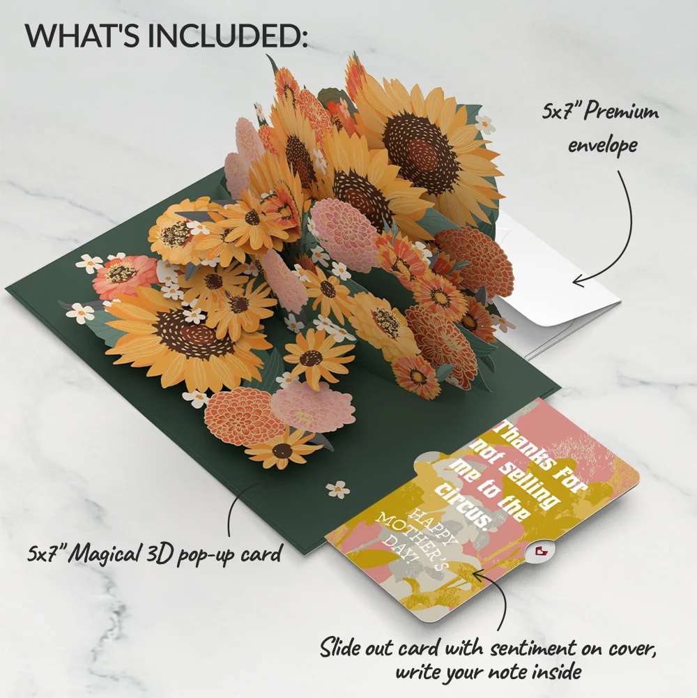 Lovepop Radiant Sunflowers Mother’s Day Pop-Up Card and Playful Painted Bloom Sentiment Set for Mom Cream - Image 2