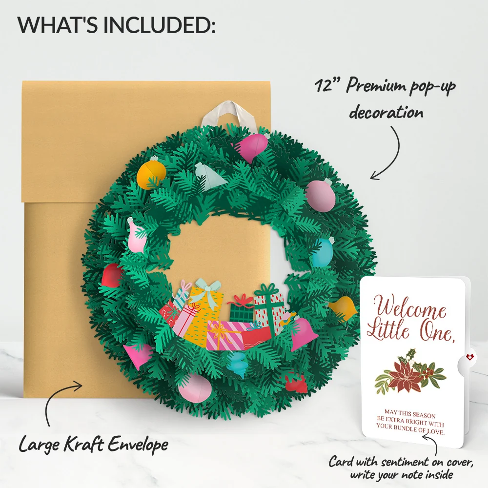 Lovepop Christmas Joy Wreath and Poinsettia Sentiment Set for Baby - Image 2
