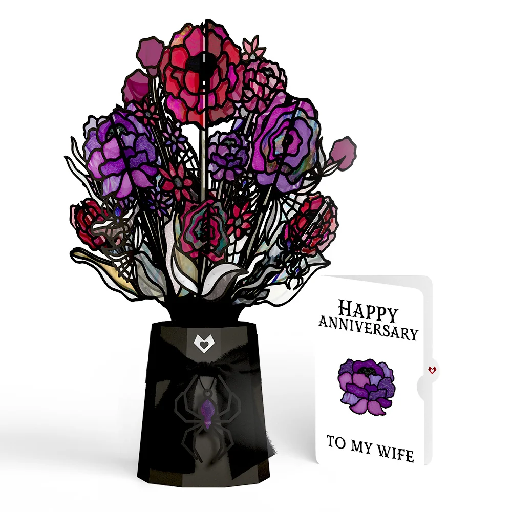 Lovepop Moonlit Amethyst Anniversary Suncatcher Bouquet and Sentiment Set for Wife Glass