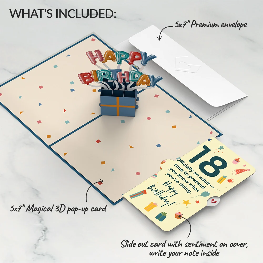 Lovepop Happy 18th Birthday Burst Pop-Up Card and Sentiment Set - Image 2