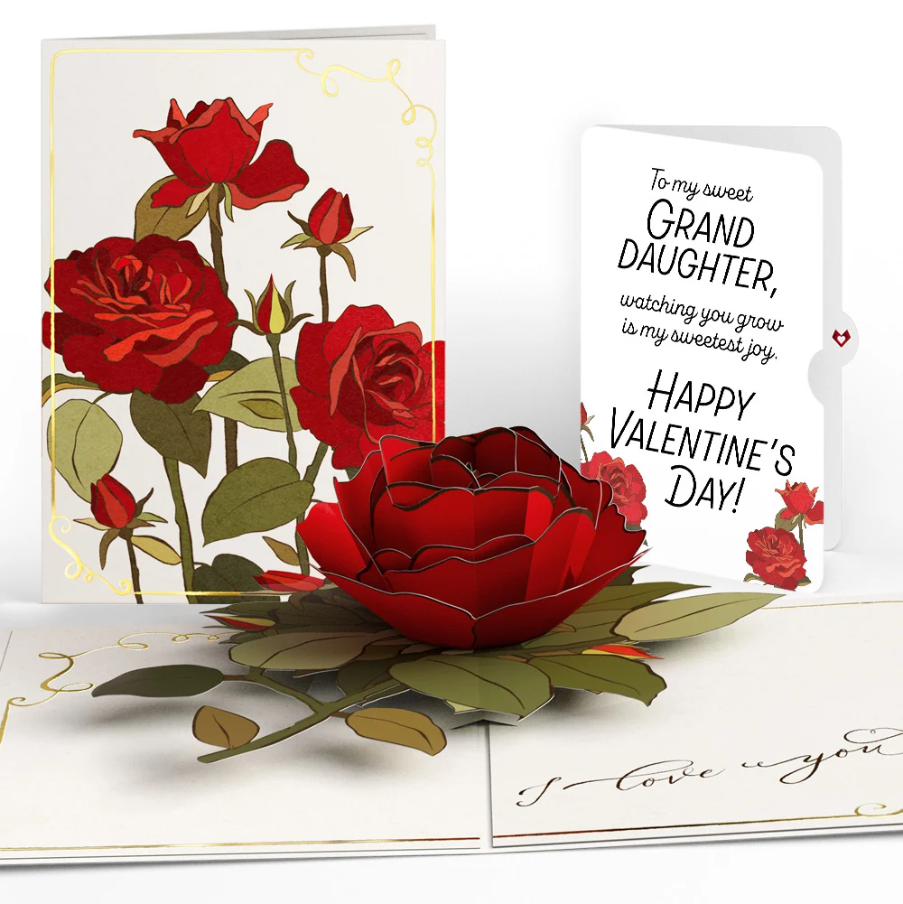 Lovepop I Love You Roses Valentine Pop-Up Card and Sentiment Set for Granddaughter Cream
