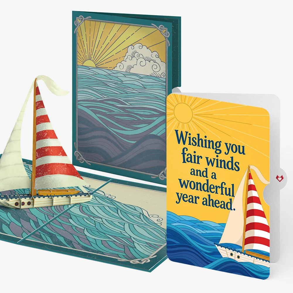 Lovepop Sailboat on the Horizon Birthday Pop-Up Card and Fair Winds Sentiment Set