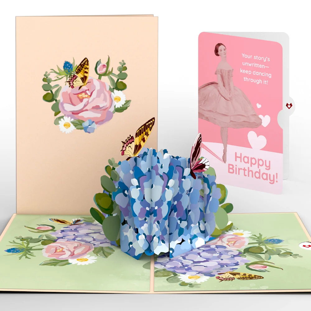 Lovepop Hydrangea Butterflies Birthday Pop-Up Card and Dancing Through Life Sentiment Set