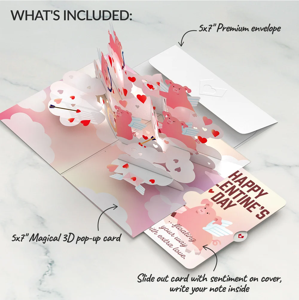 Lovepop Hogs and Kisses Valentine Music and Light Pop-Up Card and Sentiment Set - Image 2