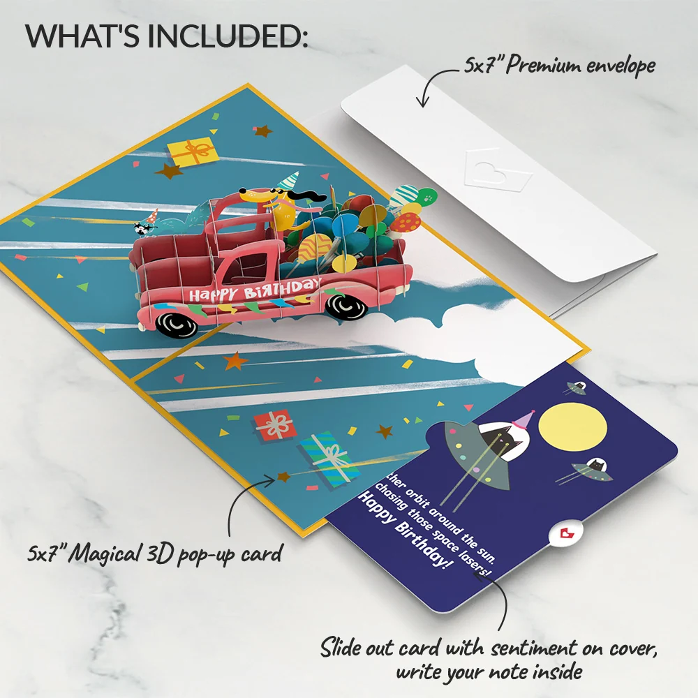 Lovepop Birthday Truck with Space Laser Cats Pop-Up Card and Sentiment Set - Image 2