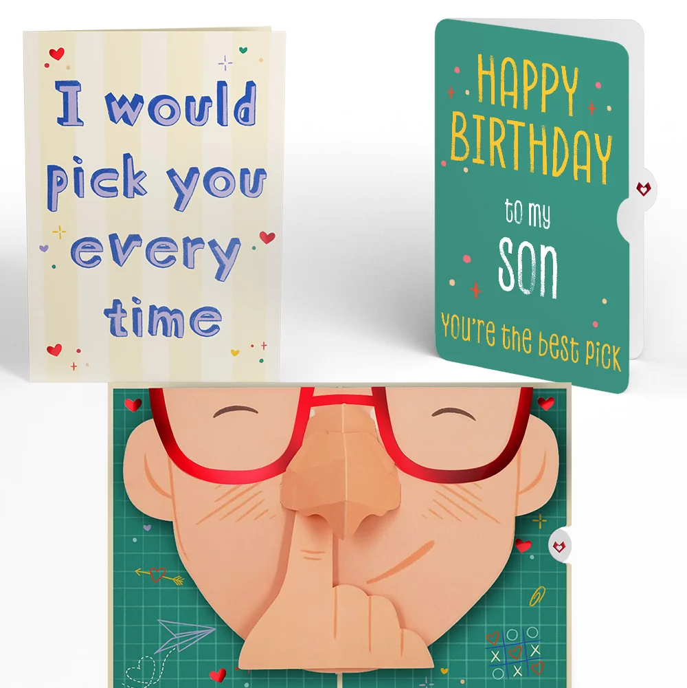Lovepop Pick You Every Time Birthday Pop-Up Card and Sentiment Set for Son Glass