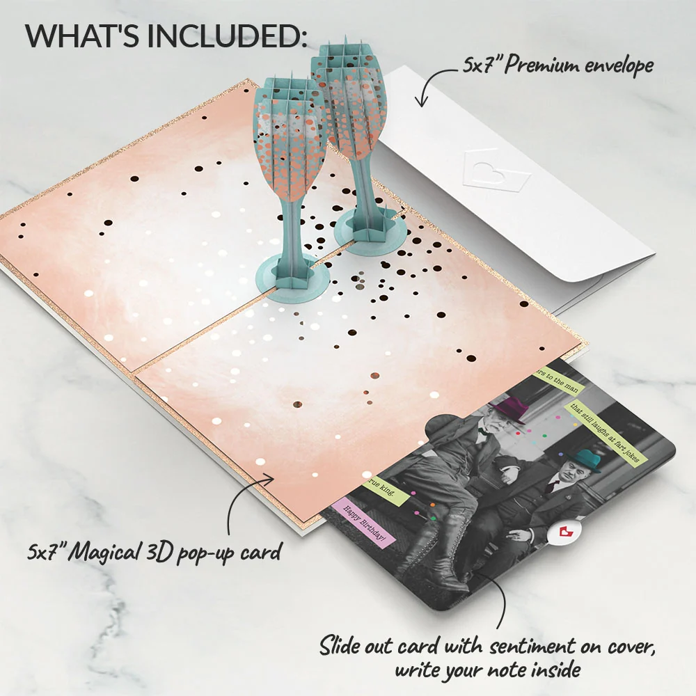 Lovepop Champagne Toast Birthday Pop-Up Card and Sentiment Set for Any Man - Image 2