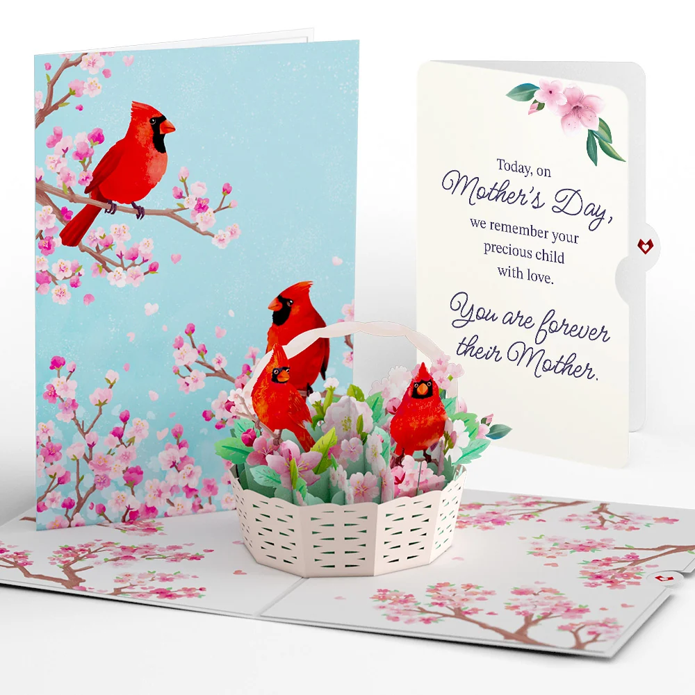 Lovepop Cherry Blossom Basket with Cardinals Mother's Day Pop-Up Card and You Are Forever Their Mom Sentiment Set