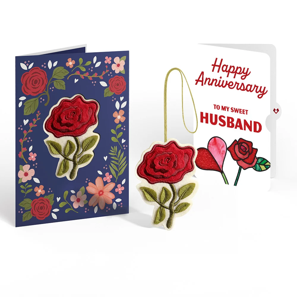 Lovepop Everlasting Rose Anniversary HeartFelt Charm Card and Rose Heart Bloom Sentiment Set for Husband