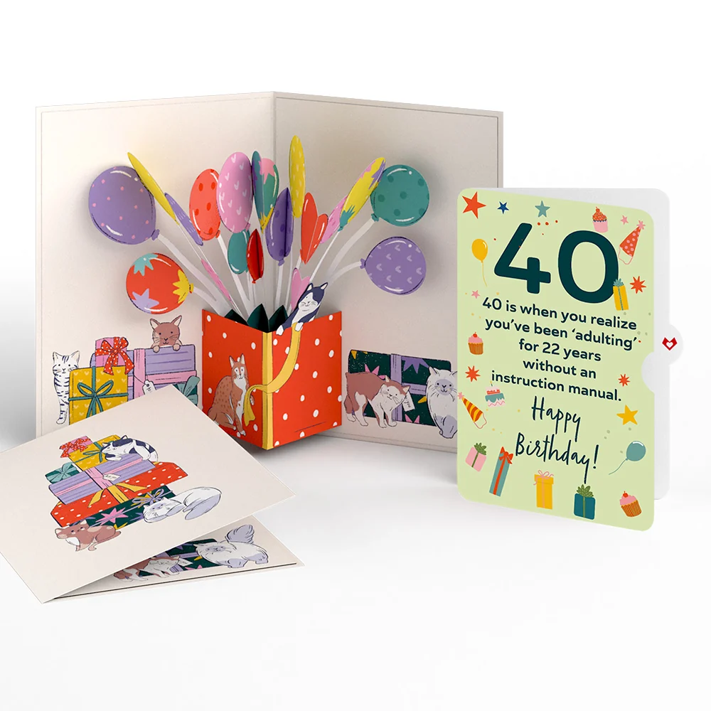Lovepop Curious Cats 40th Birthday Pop-Up Card and Sentiment Set