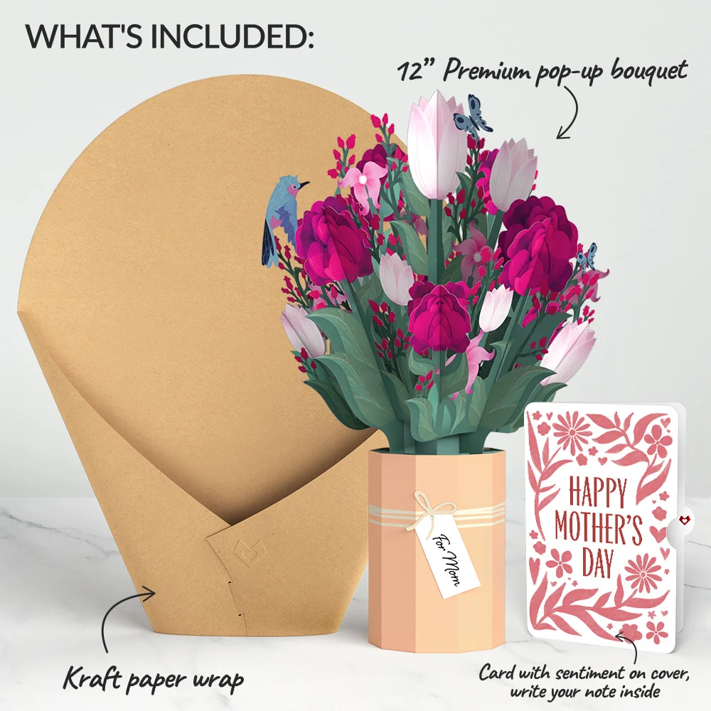 Lovepop Mother’s Day Bouquet and Bold Petal Pattern Sentiment Set for Mom Vase - Image 2