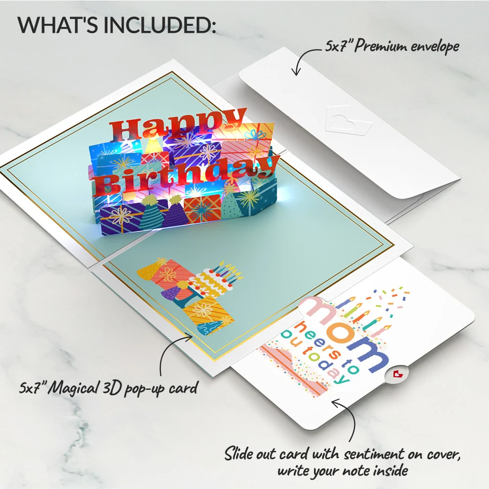 Lovepop Wishing You a Happy Birthday Music and Lights Pop-Up Card and Sentiment Set for Mom Candle - Image 2
