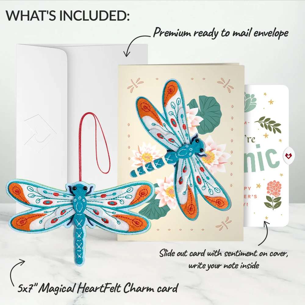 Lovepop Peaceful Dragonfly Mother’s Day HeartFelt Charm Card and Iconic Bloom Sentiment Set for Mom - Image 2