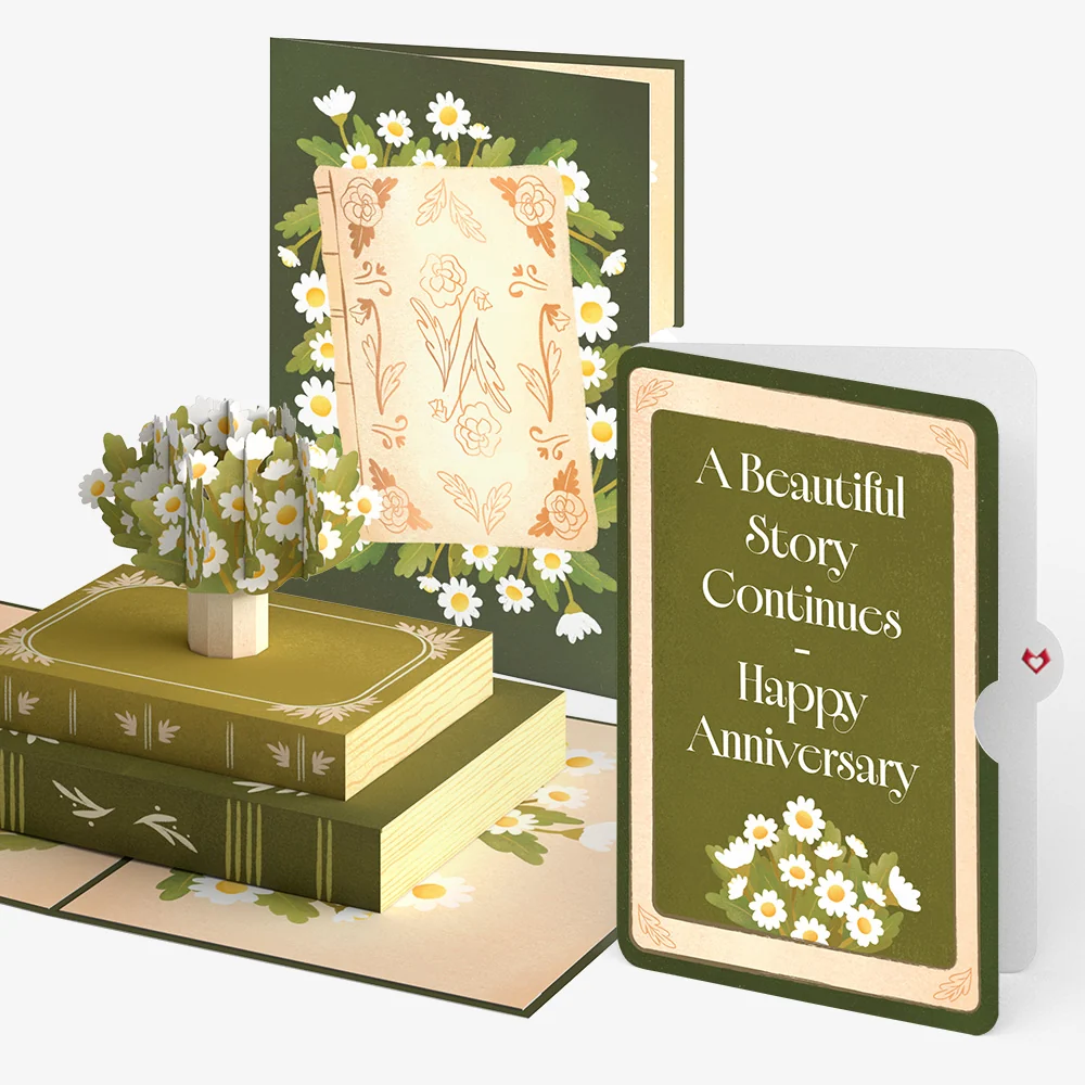 Lovepop Ornate Books Anniversary Pop-Up Card and Sentiment Set Vase