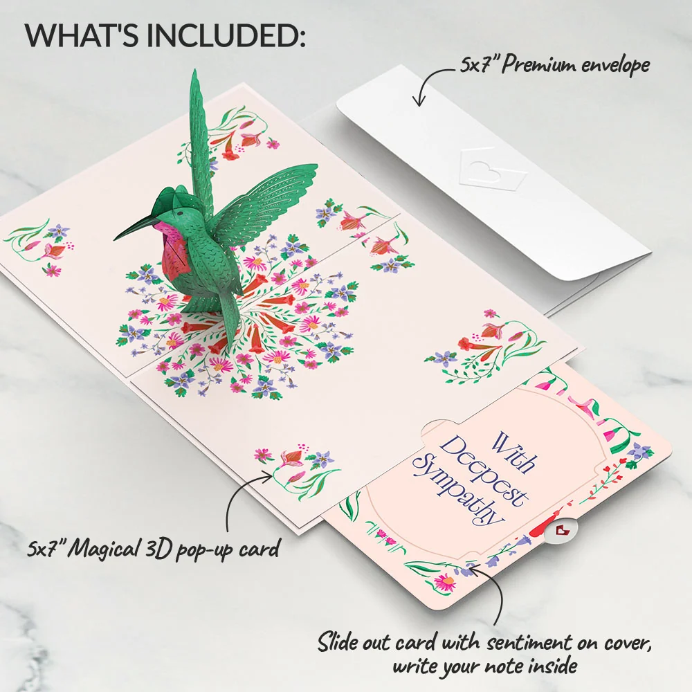 Lovepop Whimsical Hummingbird Sympathy Pop-Up Card and Sentiment Set - Image 2