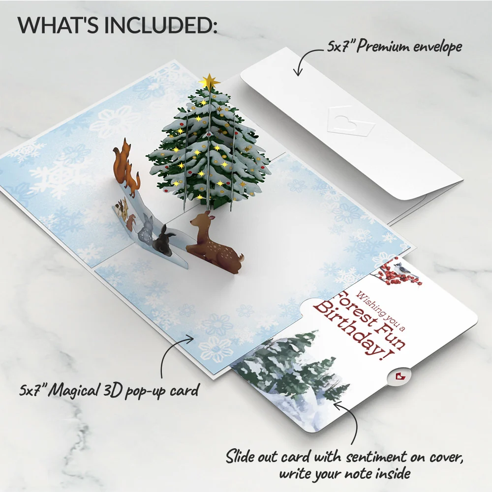 Lovepop Woodland White Christmas Birthday Pop-Up Card and Forest Fun Sentiment Set - Image 2