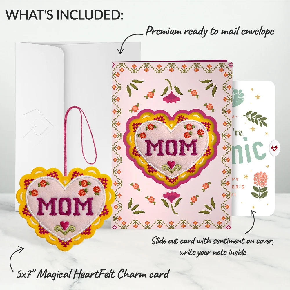 Lovepop Stitched with Love Mother’s Day HeartFelt Charm Card and Iconic Bloom Sentiment Set for Mom - Image 2