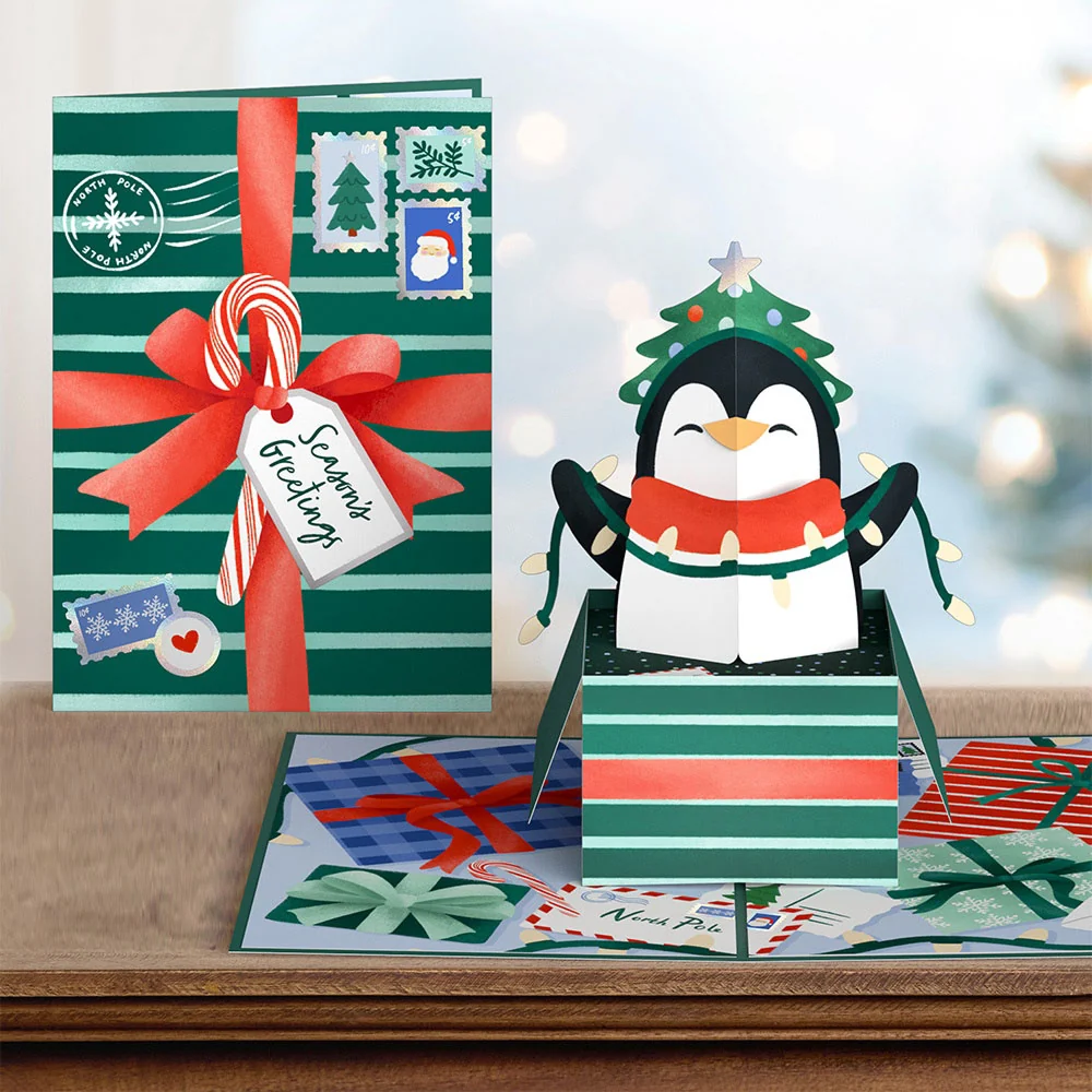 Lovepop Season's Greetings Penguin Surprise Pop-Up Card