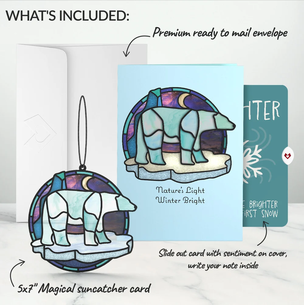 Lovepop Nature's Light Polar Bear Winter Suncatcher Card and Sentiment Set for Daughter Glass - Image 2