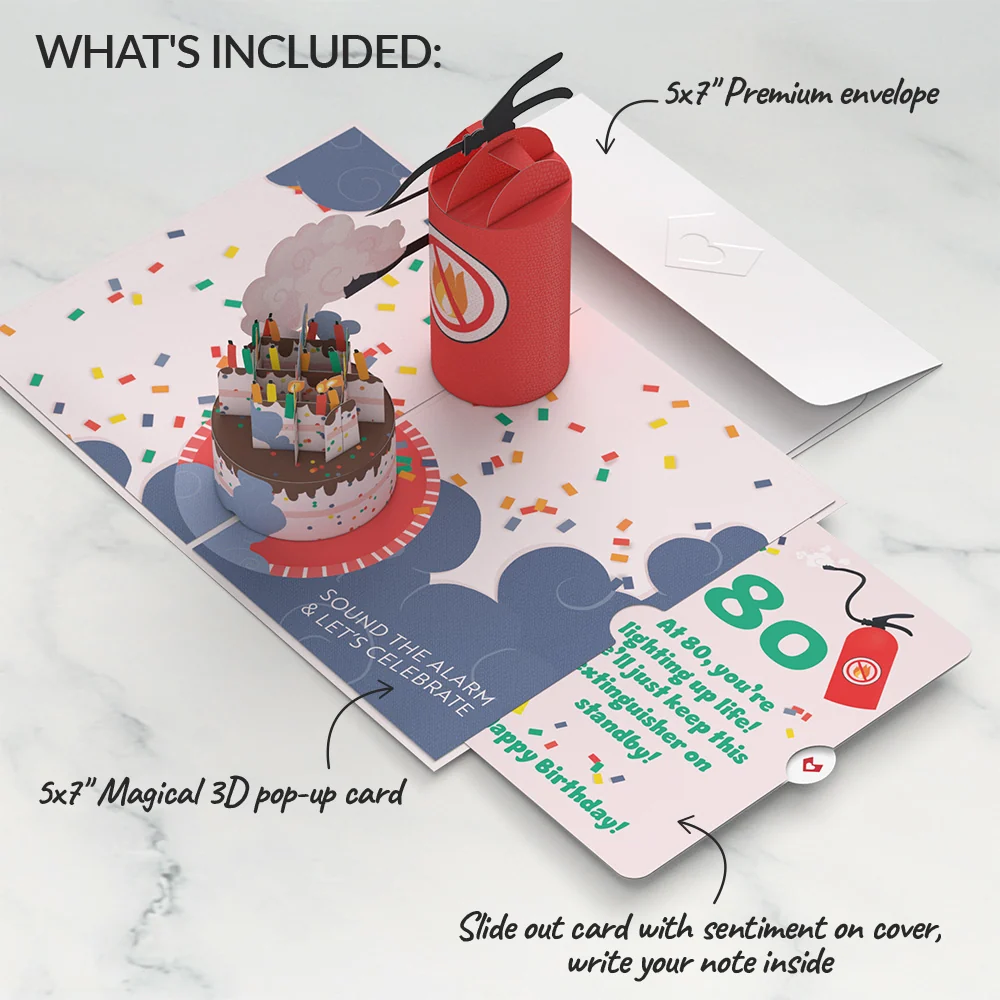 Lovepop Holy Smokes You're Old 80th Birthday Pop-Up Card and Sentiment Set Candle - Image 2