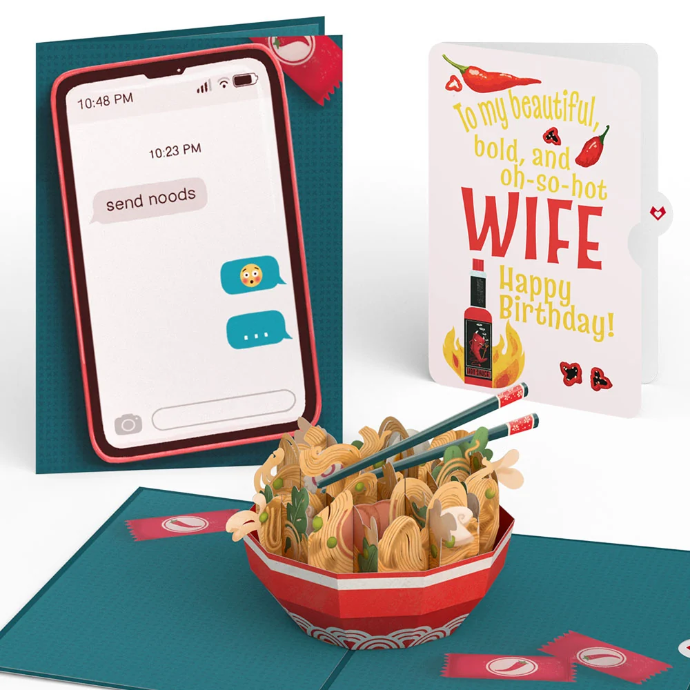 Lovepop Send Noods Spicy Birthday Pop-Up Card and Sentiment Set for Wife Bowl