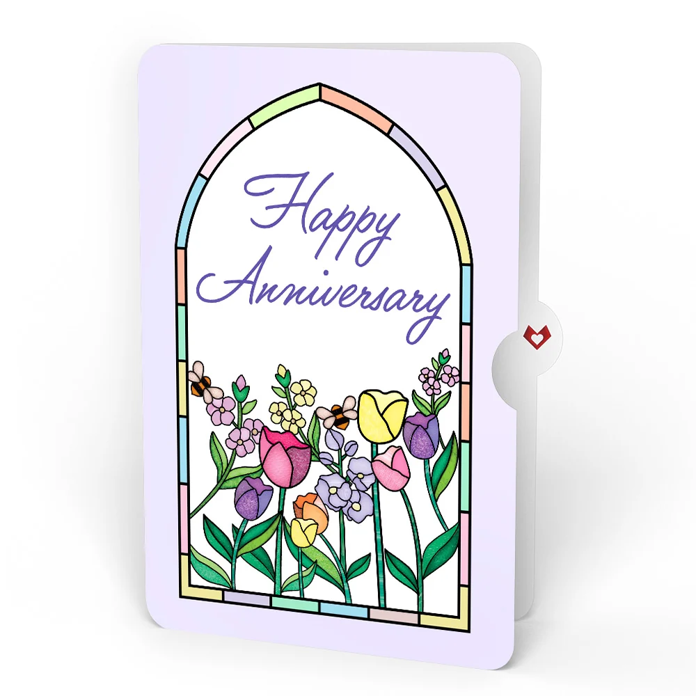 Lovepop Vibrant Tulip Anniversary Suncatcher Bouquet and Sentiment Set Glass - Image 4