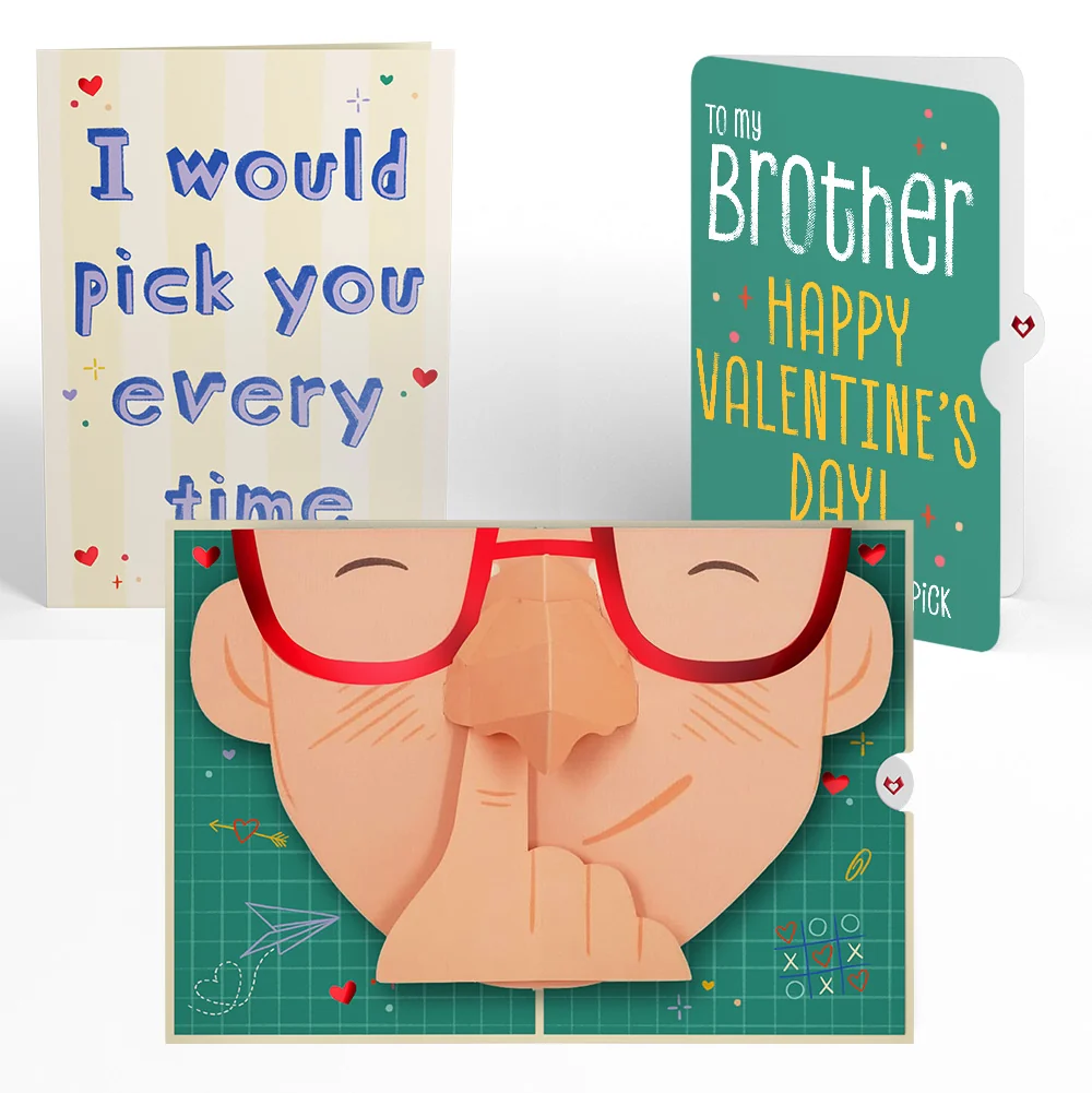 Lovepop Pick You Every Time Valentine Pop-Up Card and Sentiment Set for Brother Glass