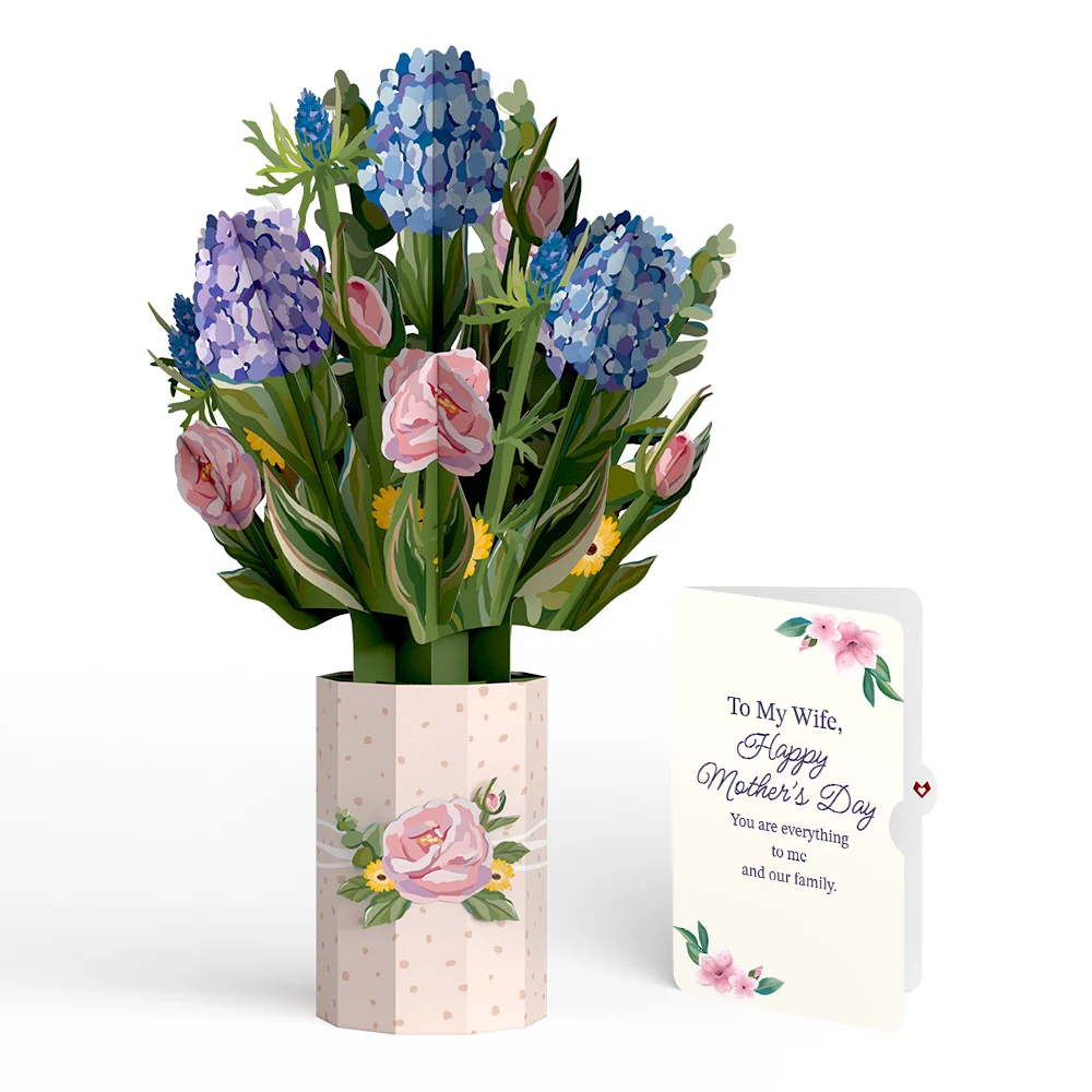 Lovepop Hydrangea Mother's Day Bouquet and Sentiment Set for Wife Vase