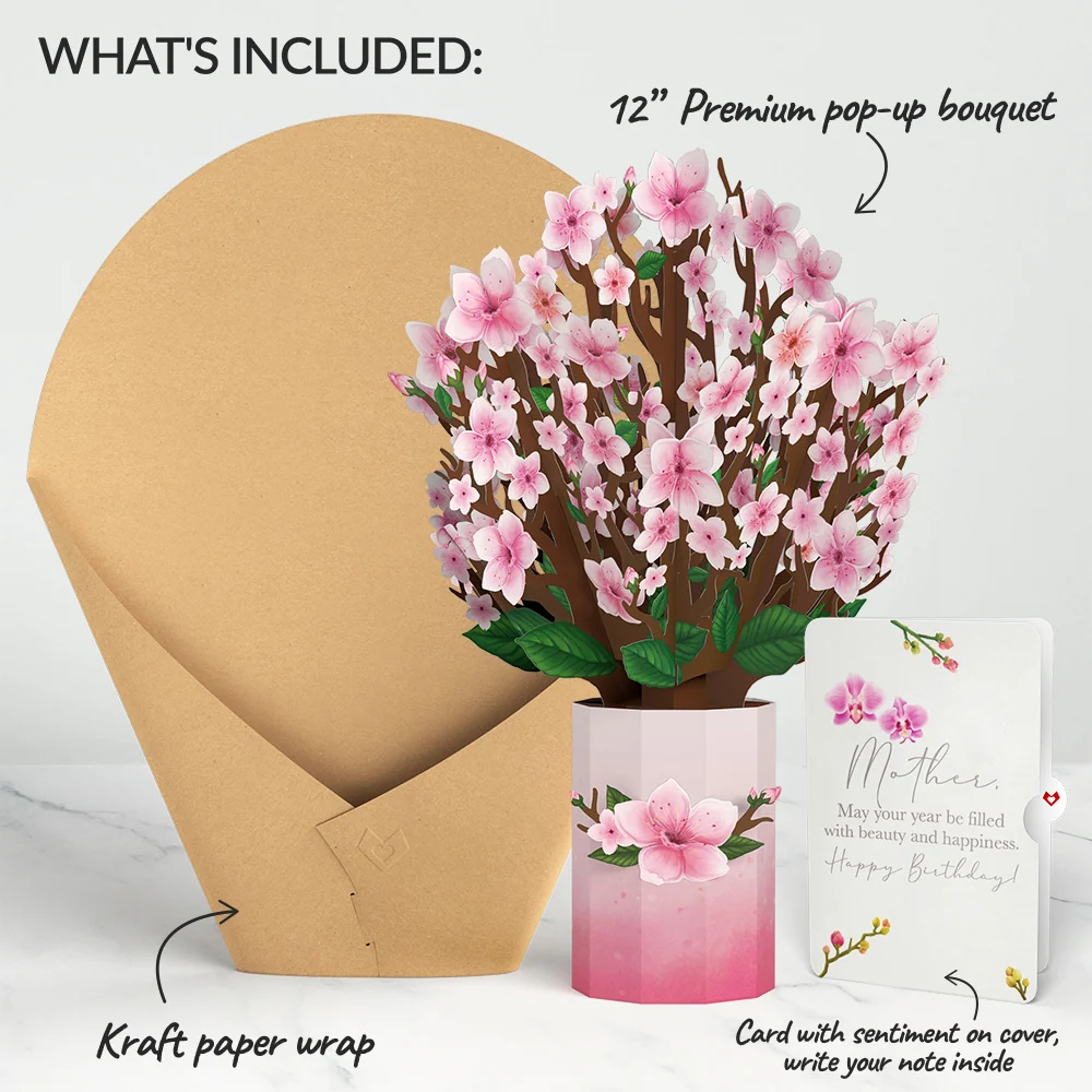 Lovepop Cherry Blossom Birthday Bouquet and Sentiment Set for Mother Vase - Image 2