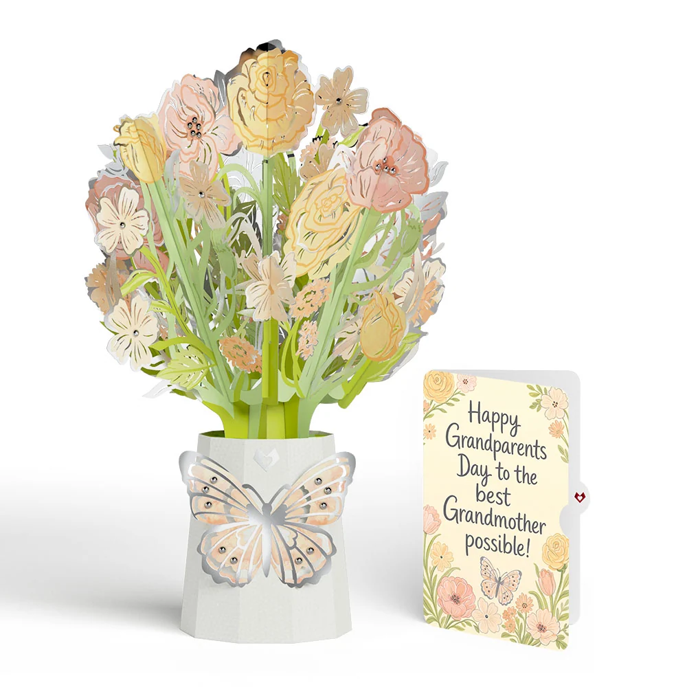Lovepop Opulent Rose Luxe Bouquet and Grandparents Day Sentiment Set Cream