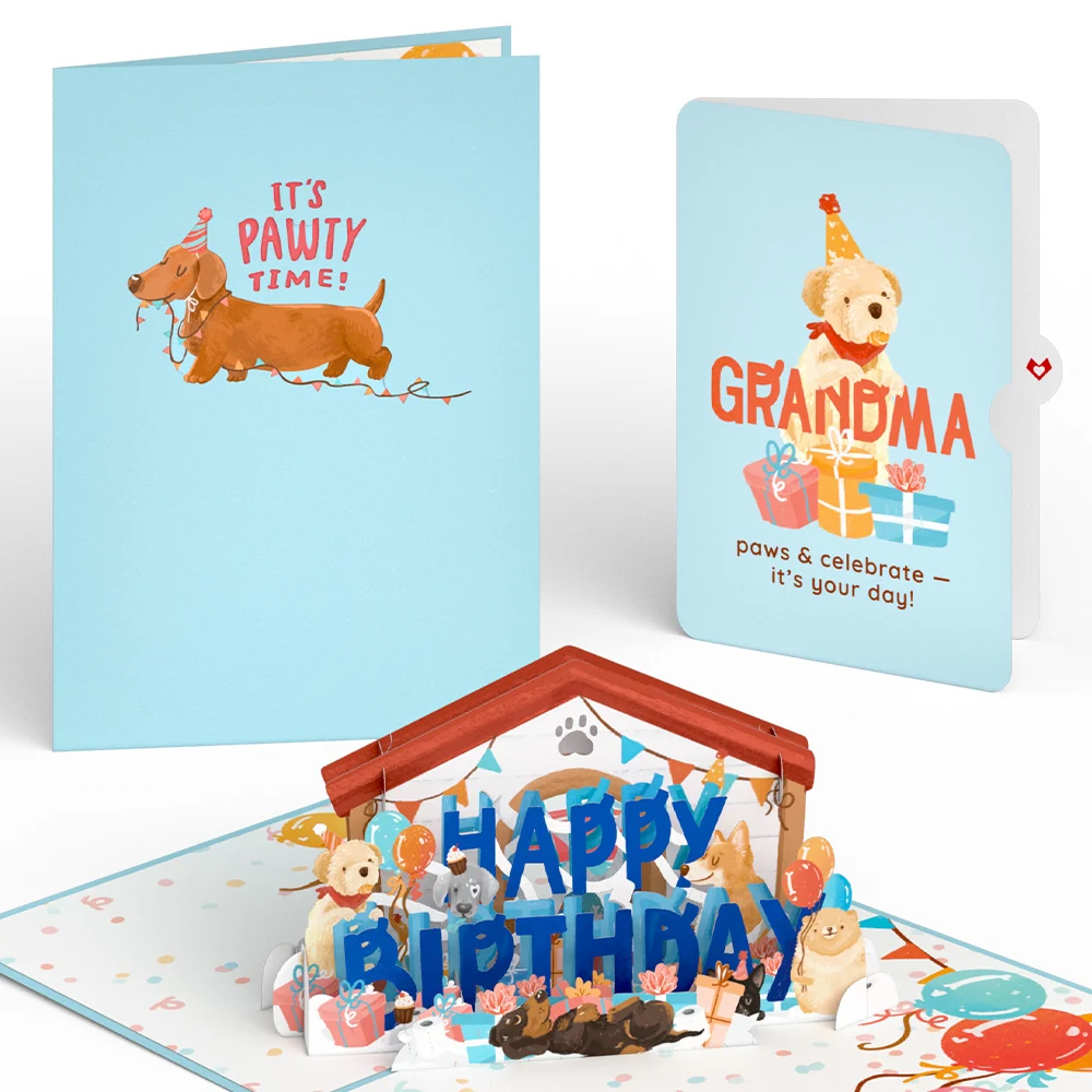 Lovepop Happy Birthday Dogs Pop-Up Card and Sentiment Set for Grandma