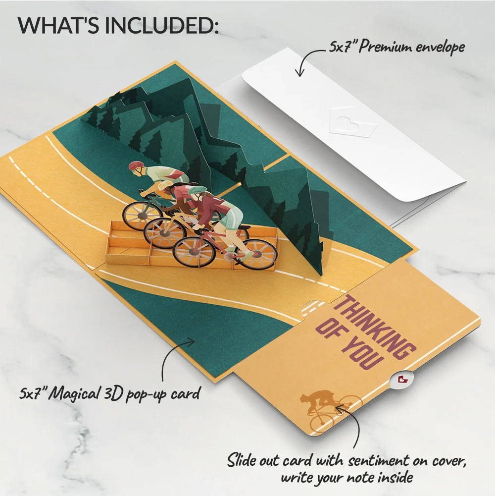 Lovepop On the Ride Biking Thinking of You Pop-Up Card and Sentiment Set Bicycle - Image 2