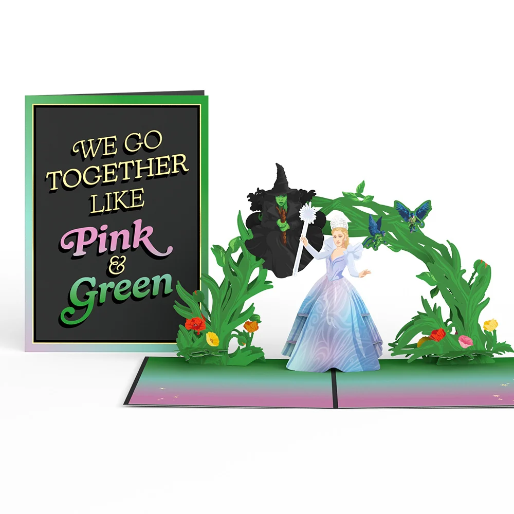 Lovepop Wicked Elphaba & Glinda We Go Together Like Pink & Green Pop-Up Card