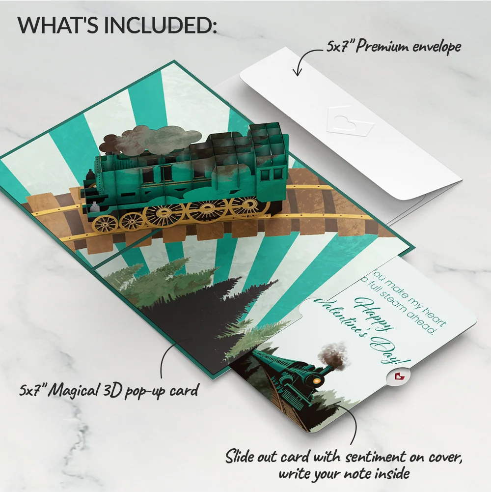 Lovepop Classic Train Valentine's Day Pop-Up Card and Sentiment Set - Image 2