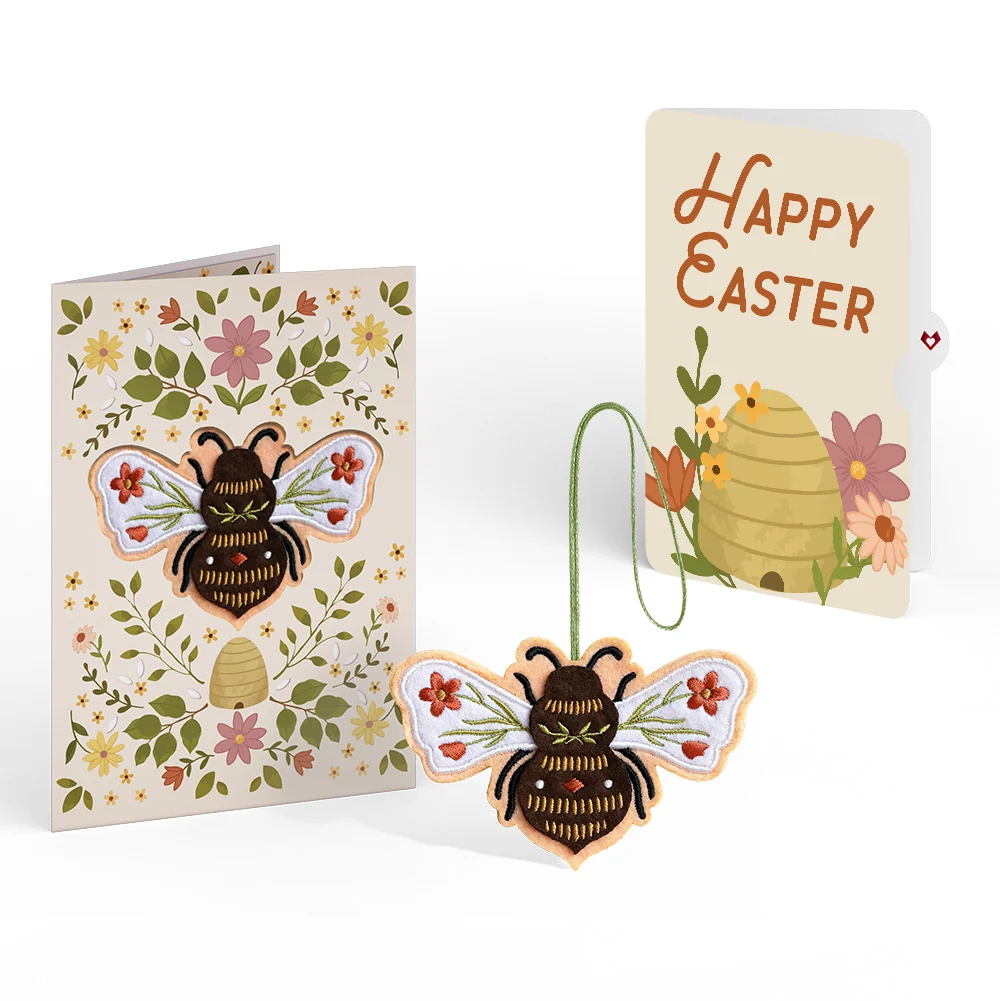 Lovepop Botanical Bee Easter HeartFelt Charm Card and Beehive Sentiment Set